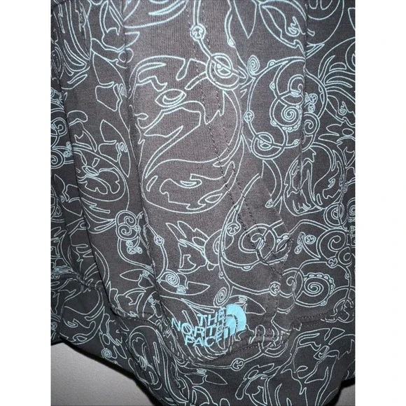 The North Face Hoodie Kangaroo Pocket Brown Paisley Pullover V Neck Womens Sz XL - Picture 3 of 9